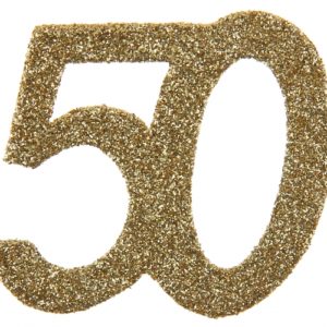 Anniversaire, confettis, or, 50 ans