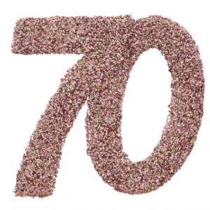 Anniversaire, confettis, rose gold, 70 ans