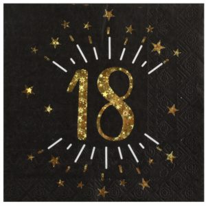 anniversaire adulte, serviette, or. 18