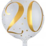 Anniversaire adulte, ballon, alu, or, 20