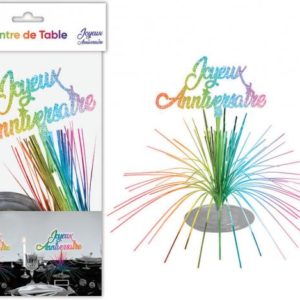 Anniversaire, centre de table, multicolore, joyeux anniversaire