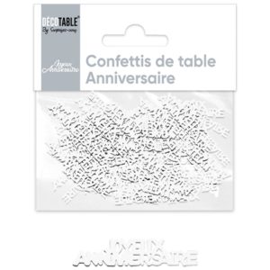 Anniversaire, confettis, blanc