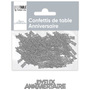 Anniversaire, confettis, gris