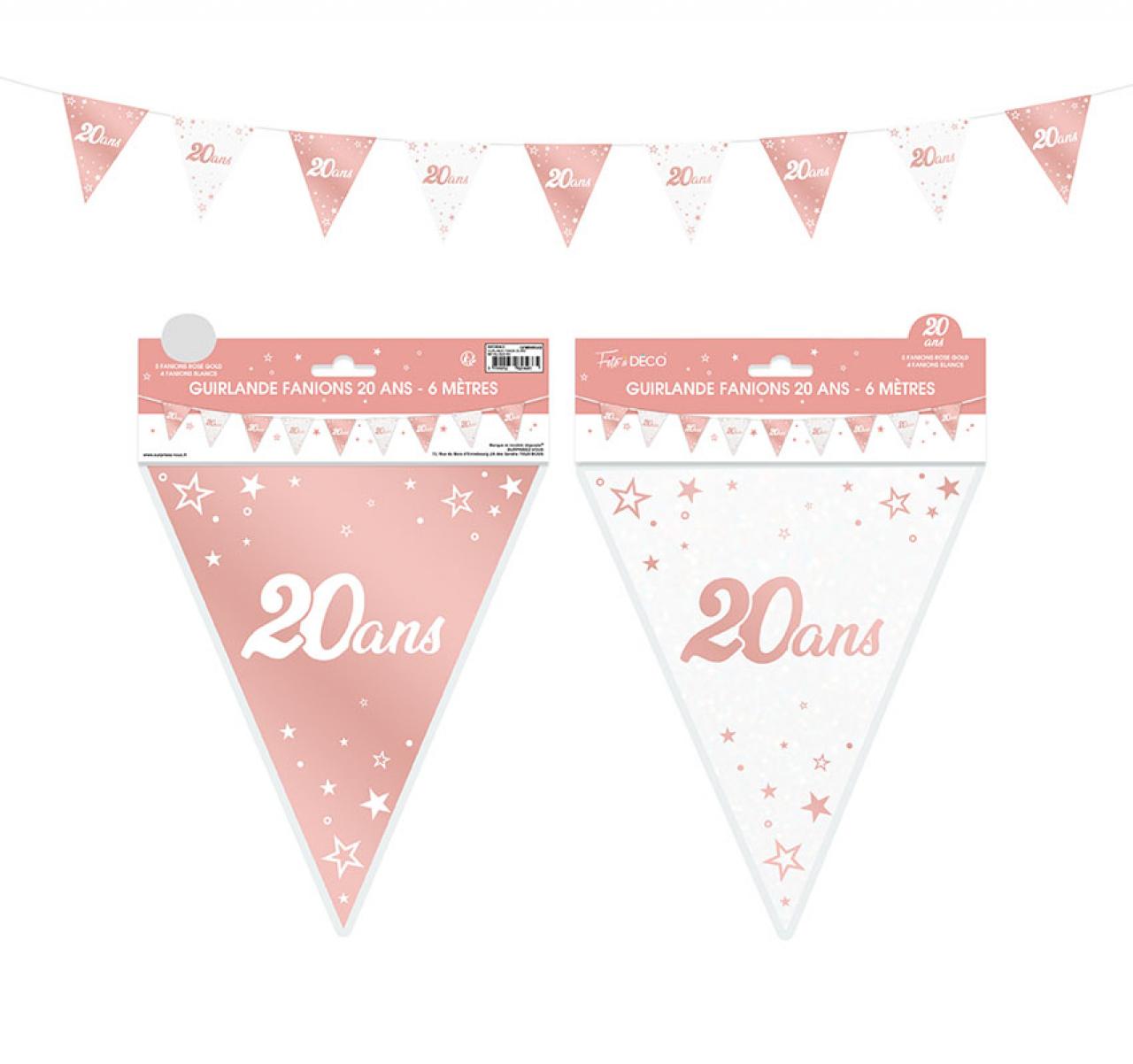 Anniversaire, guirlande, fanion, rose gold, 20