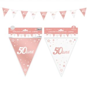 Anniversaire, guirlande, fanion, rose gold, 50