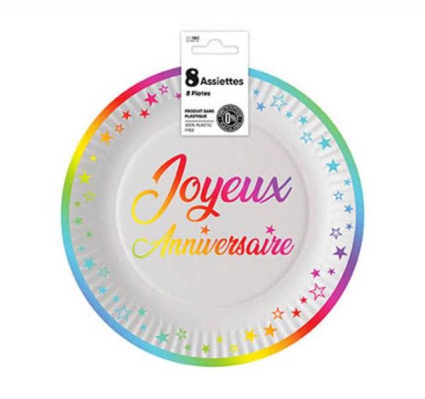 Anniversaire adulte, assiettes, multi