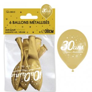 Anniversaire adulte, ballons, or, 30 ans