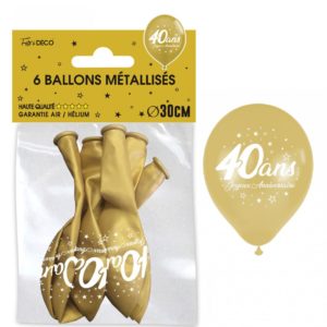 Anniversaire adulte, ballons, or, 40 ans