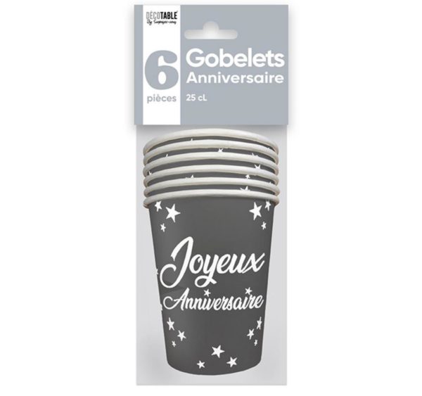Anniversaire adulte, gobelets, gris