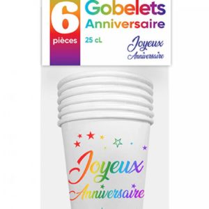 Anniversaire adulte, gobelets, multicolore, joyeux anniversaire