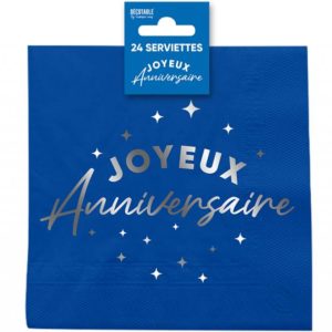 ARTICLES DE FETE-ANNIVERSAIRE-ANNIVERSAIRE BLEU-SERVIETTES ANNIVERSAIRE