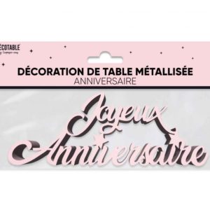 ARTICLES-DE-FETE-ANNIVERSAIRE-DECORATION DE TABLE ROSE-ANNIVERSAIRE-ROSE