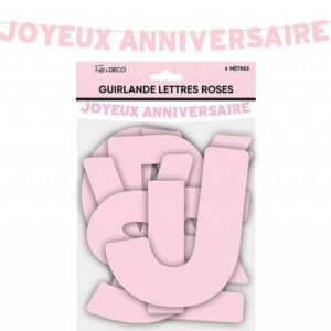 ARTICLES-DE-FETE-ANNIVERSAIRE-GUIRLANDE JOYEUX ANNIVERSAIRE ROSE-ANNIVERSAIRE-ROSE