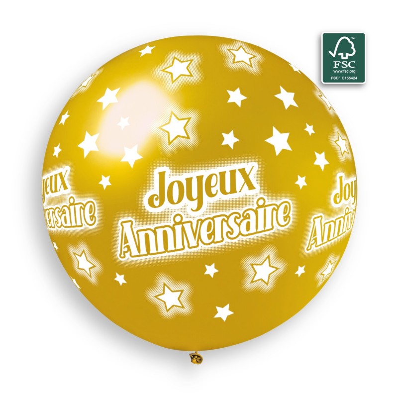 Ballon 80 Cm Joyeux Anniversaire Or 100 Fete Le Shop