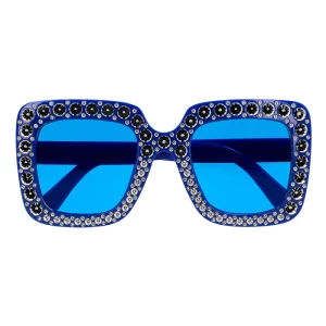 Accessoires de fêtes, lunettes, bling bling bleu