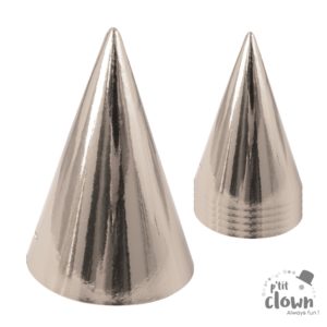 ACCESSOIRES DE FETE-CONE EN CARTON ARGENTE-CHAEPAU POINTU-COTILLON