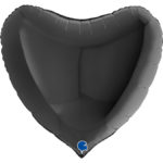 Ballons et hélium, Ballons aluminium, Ballons mariage, Coeur, 91 cm, noir